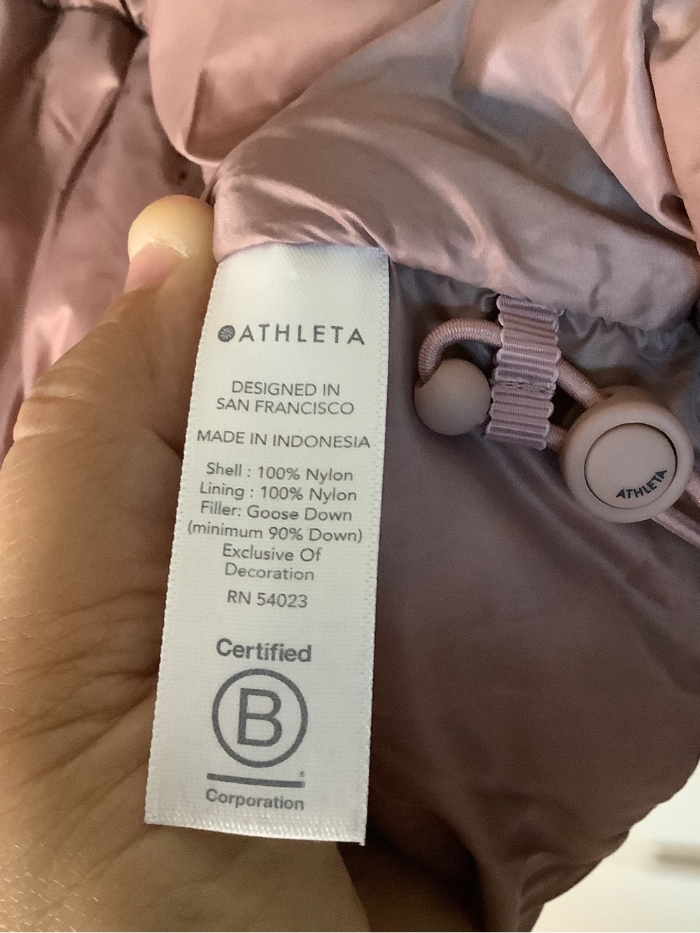 Athleta Lofty Goose Down Puffer Vest Dogwood Mauve Medium - Picture 5 of 6